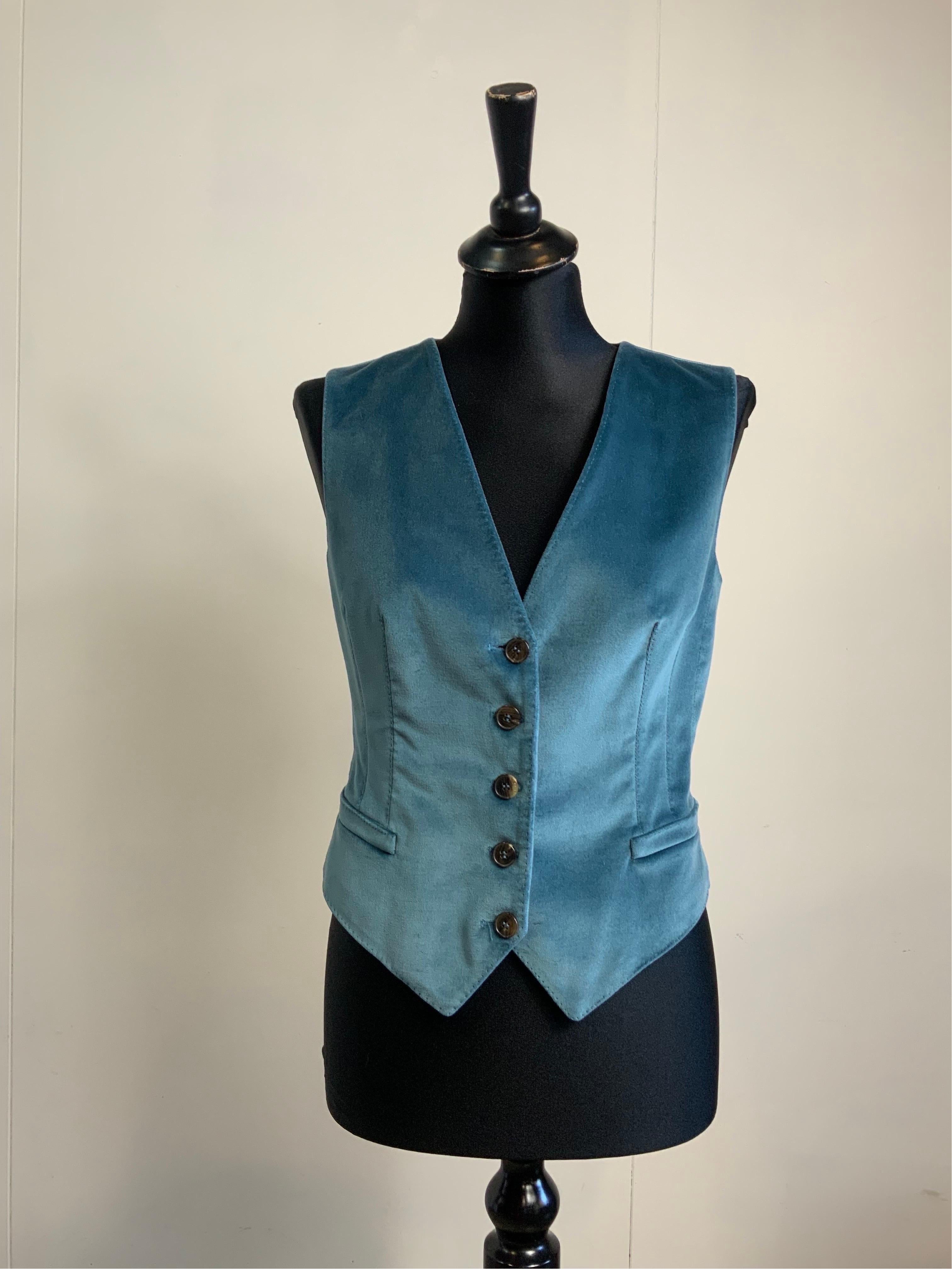 Dolce and Gabbana light blue jacket + vest set. For Sale 1