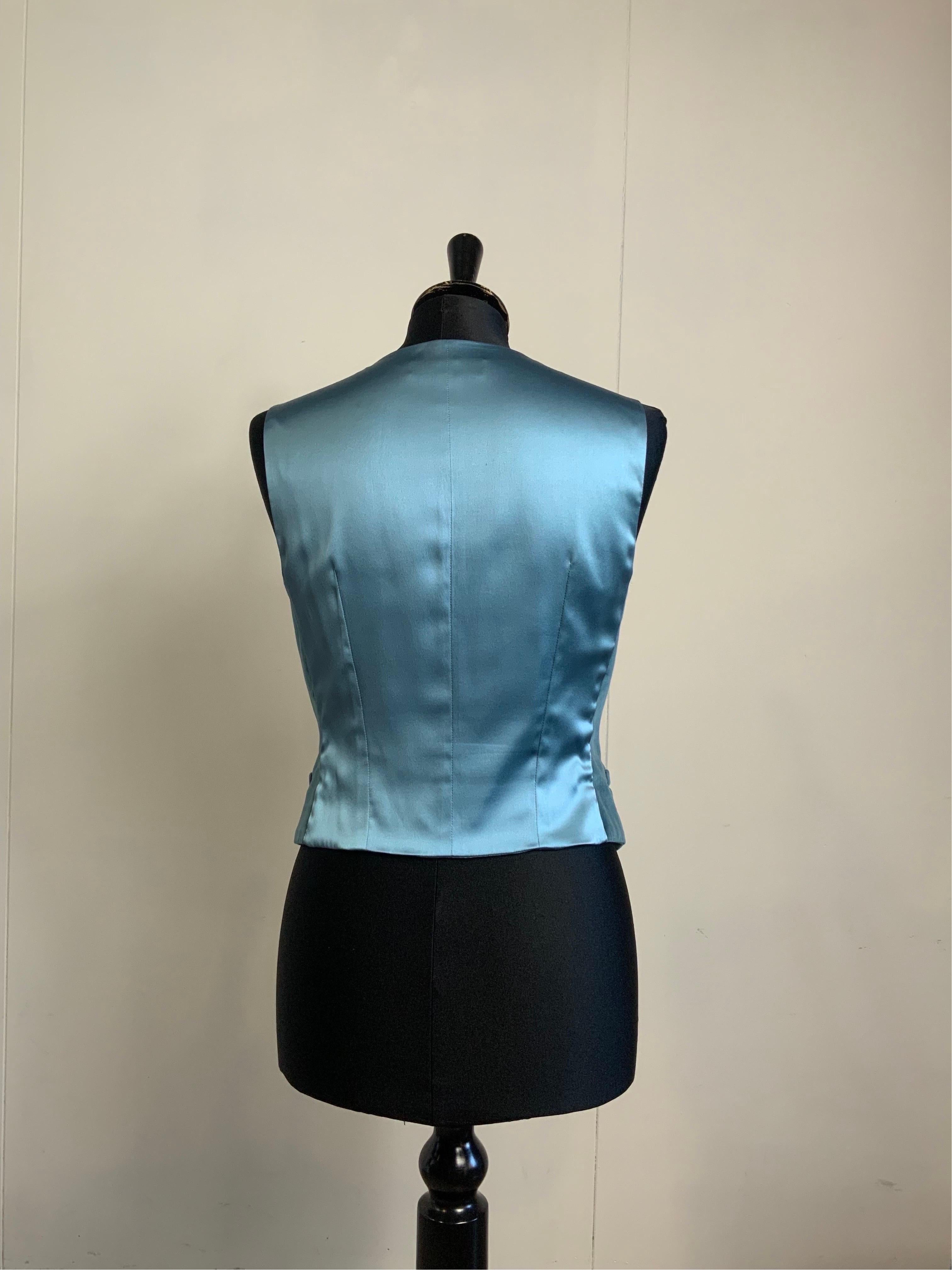 Dolce and Gabbana light blue jacket + vest set. For Sale 2