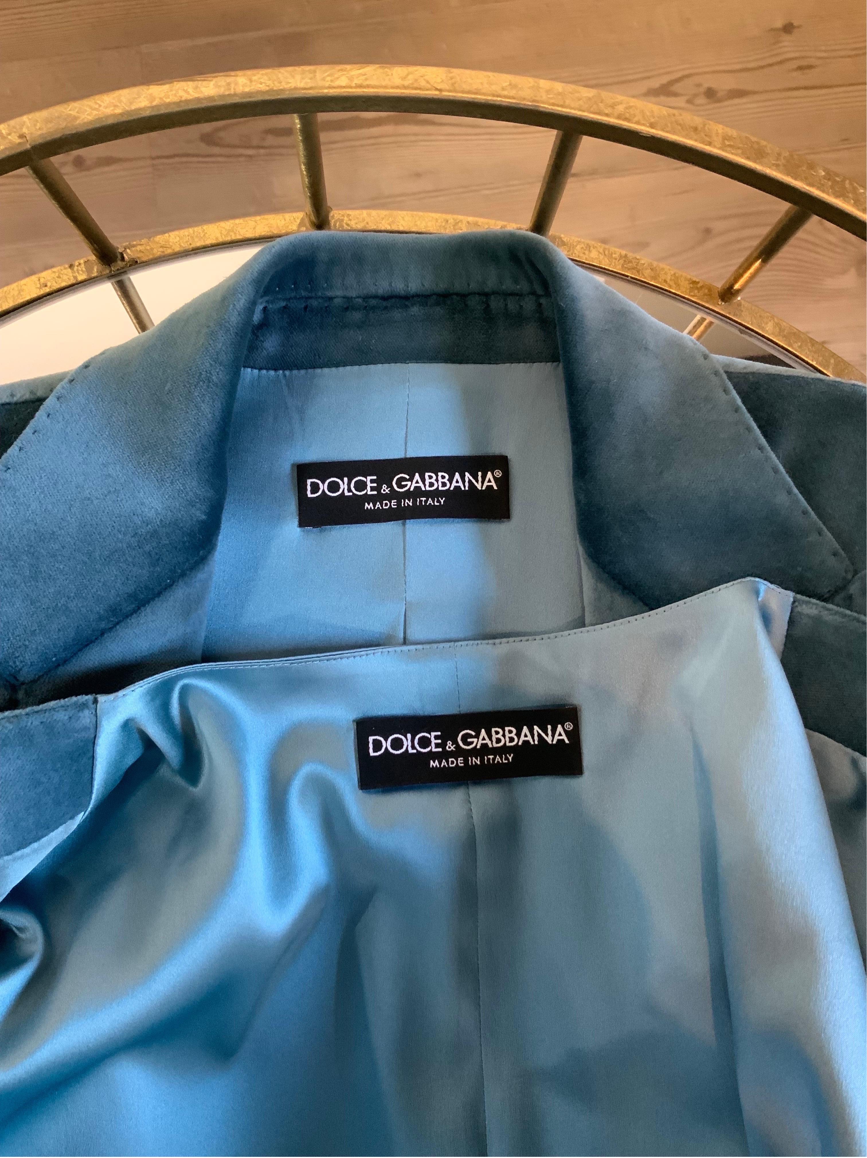 Dolce und Gabbana Hellblaue Jacke + Weste Set. im Angebot 3