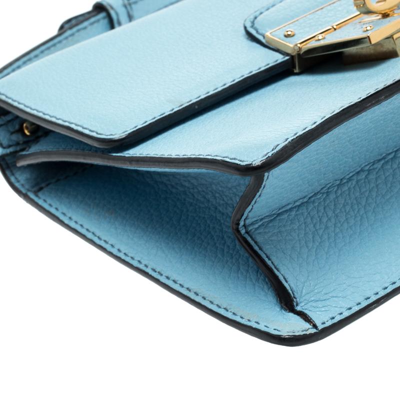Dolce and Gabbana Light Blue Leather Mini Rosalia Crossbody Bag 3