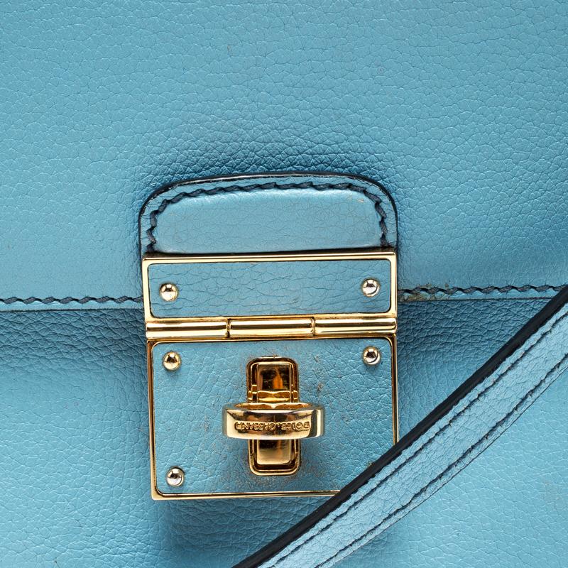 Dolce and Gabbana Light Blue Leather Mini Rosalia Crossbody Bag 4