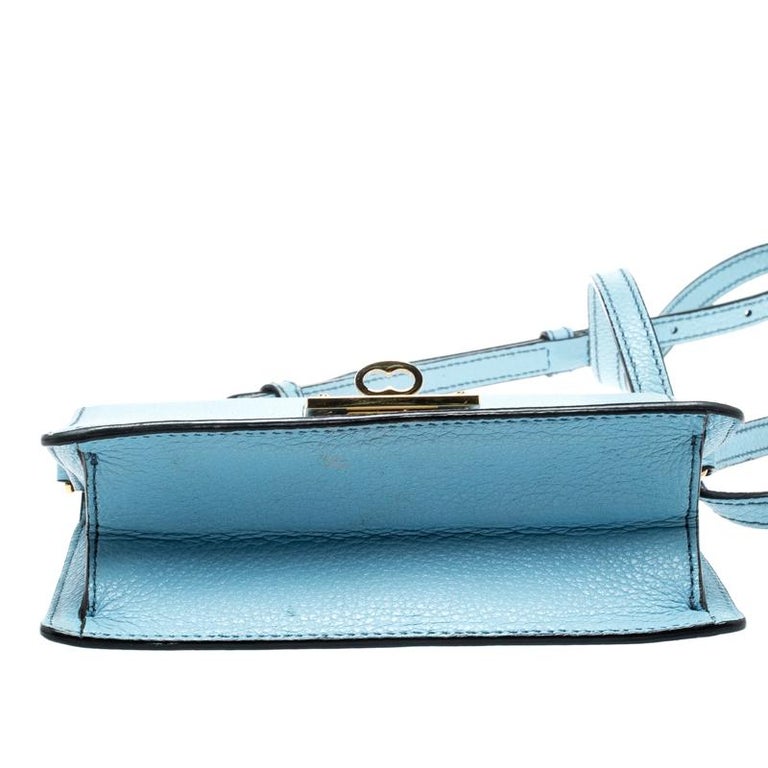 Dolce and Gabbana Light Blue Leather Mini Rosalia Crossbody Bag at ...
