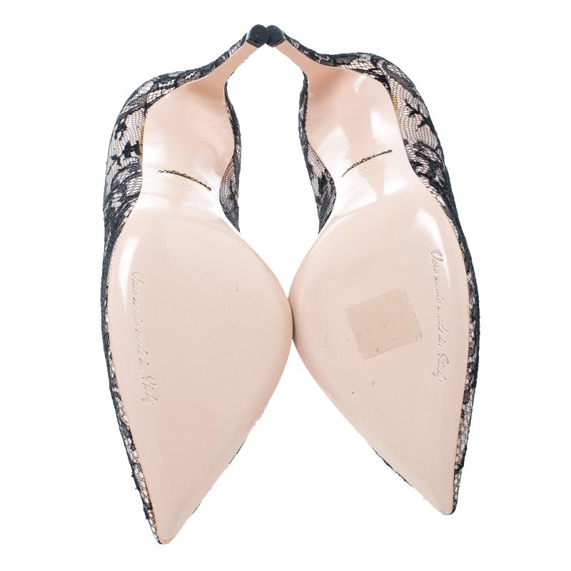 Dolce and Gabbana Light Pink Patent Leather and Black Chantilly Lace Pointed Toe 1