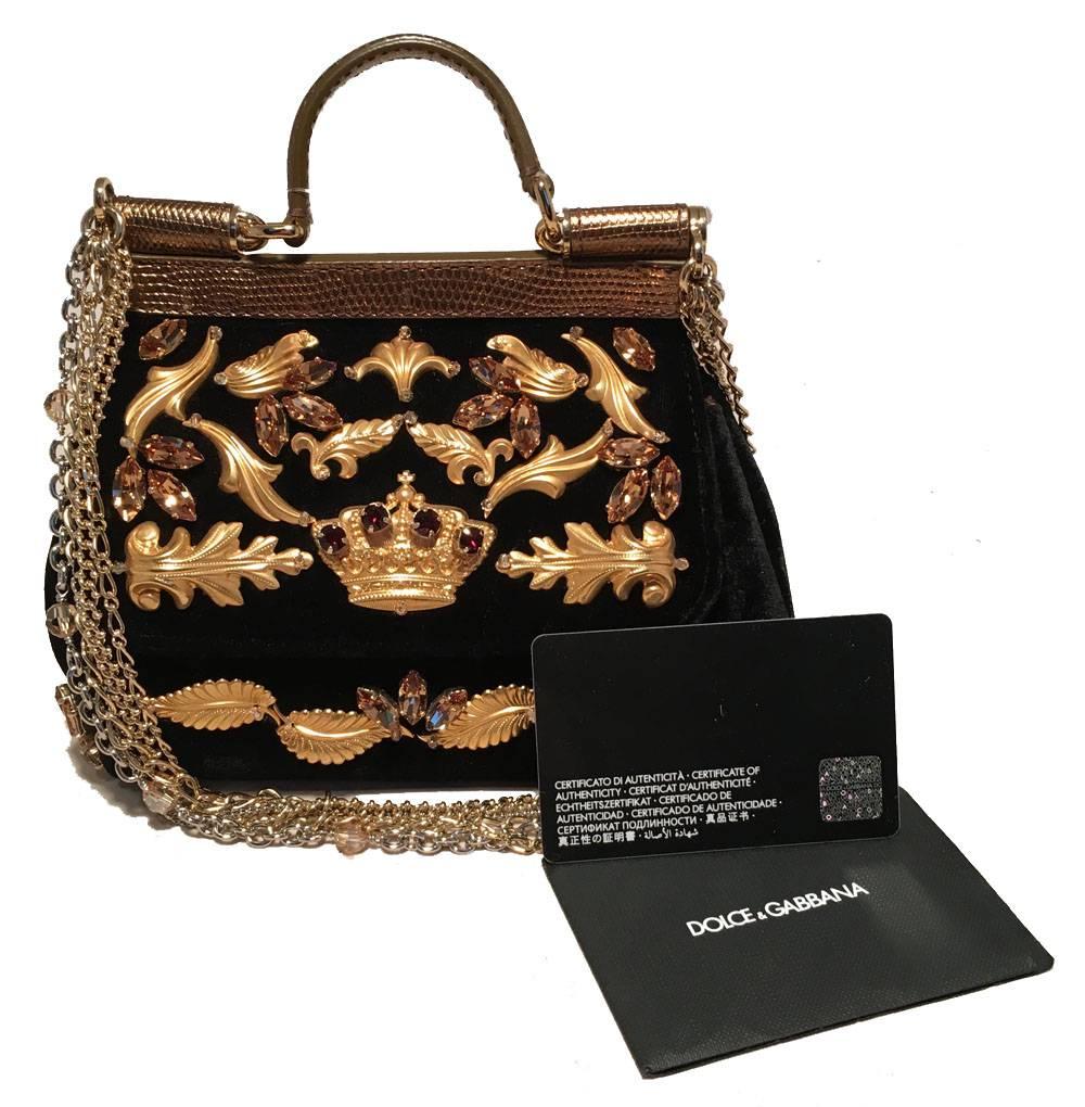 Dolce & Gabbana Limited Edition Black Velvet Alta Moda Sofia Handbag 2