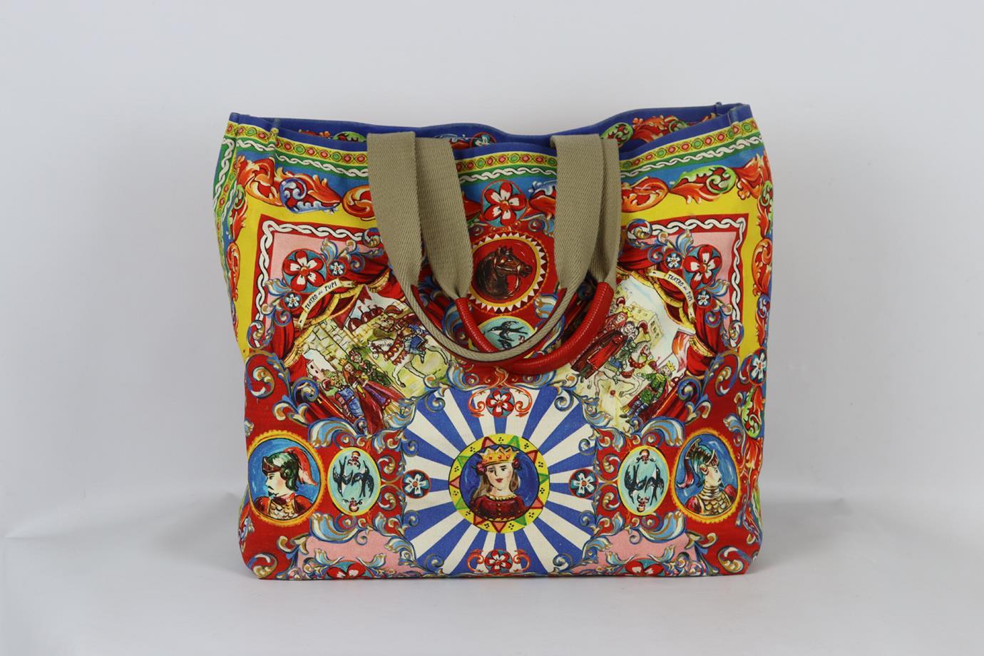 Dolce And Gabbana Maria Printed Canvas Tote Bag 1