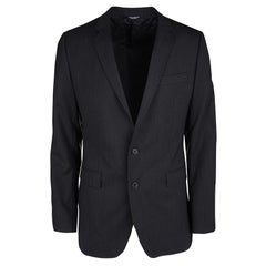 Dolce and Gabbana Martini Black Wool Tailored Two Button Blazer XL