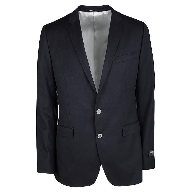 Dolce and Gabbana Martini Navy Blue Wool Tailored Two Button Blazer XL