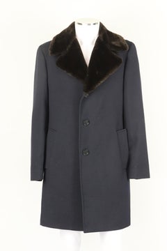 Dolce And Gabbana Men's Shearling Trimmed Wool Blend Coat It 48 Uk/us Chest 38