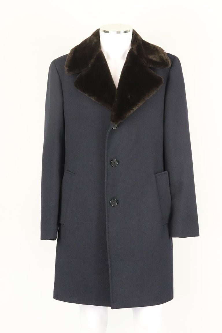 Dolce & Gabbana Men Grey Wool Blend Coat