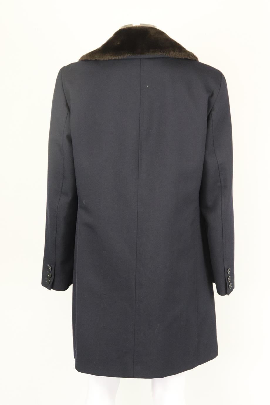 Black Dolce And Gabbana Men's Shearling Trimmed Wool Blend Coat It 48 Uk/us Chest 38