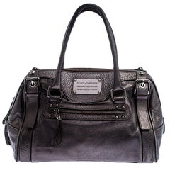 Dolce and Gabbana Metallic Grey Leather Miss Easy Way Boston Bag