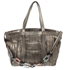 Dolce and Gabbana Metallic Pleated Leather Miss Bye Bye Tote