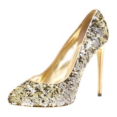 Dolce and Gabbana Metallic Two Tone Sequins Pumps Size 39