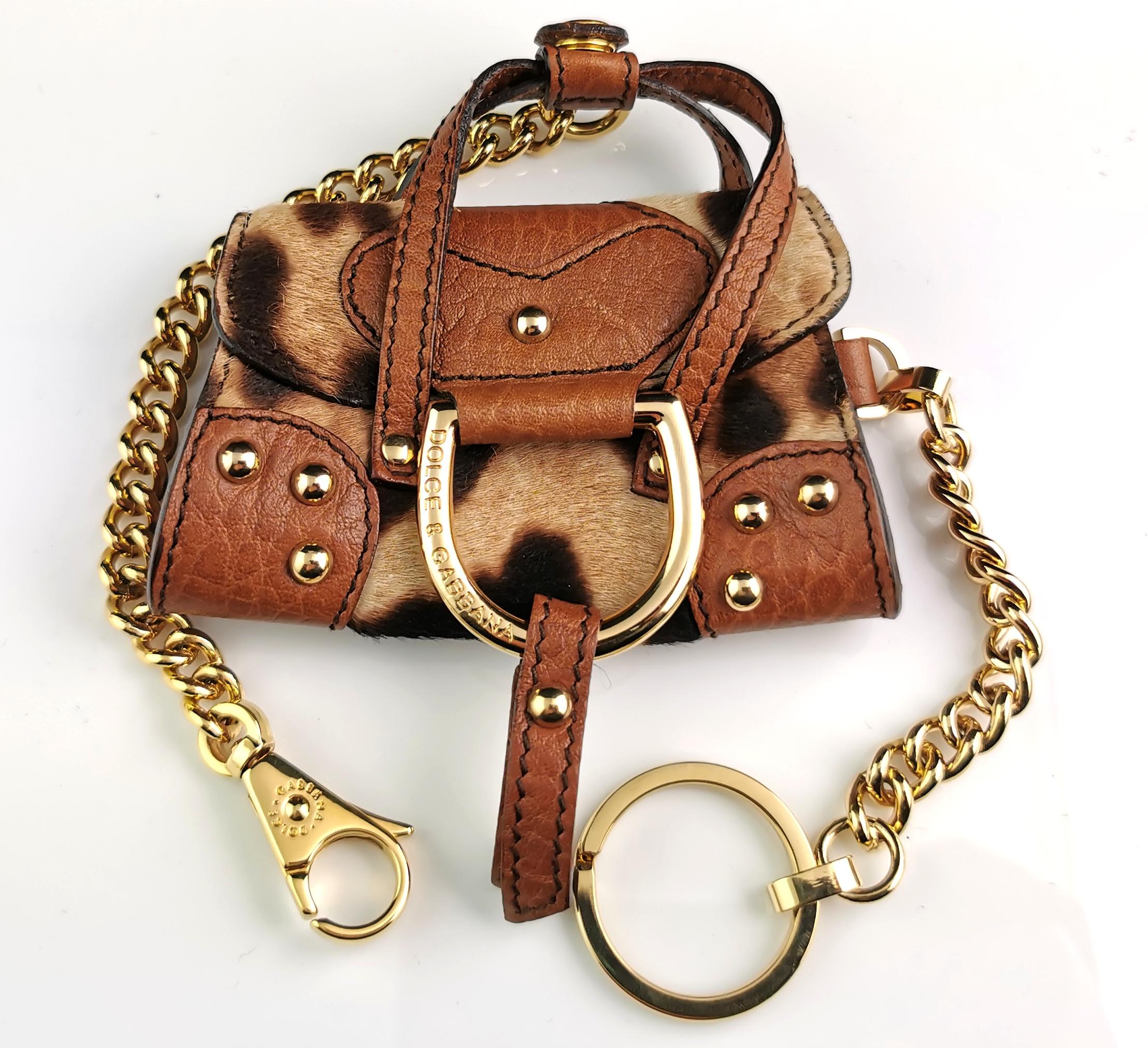 Dolce and Gabbana micro handbag leopard print, charm, Boxed  For Sale 5