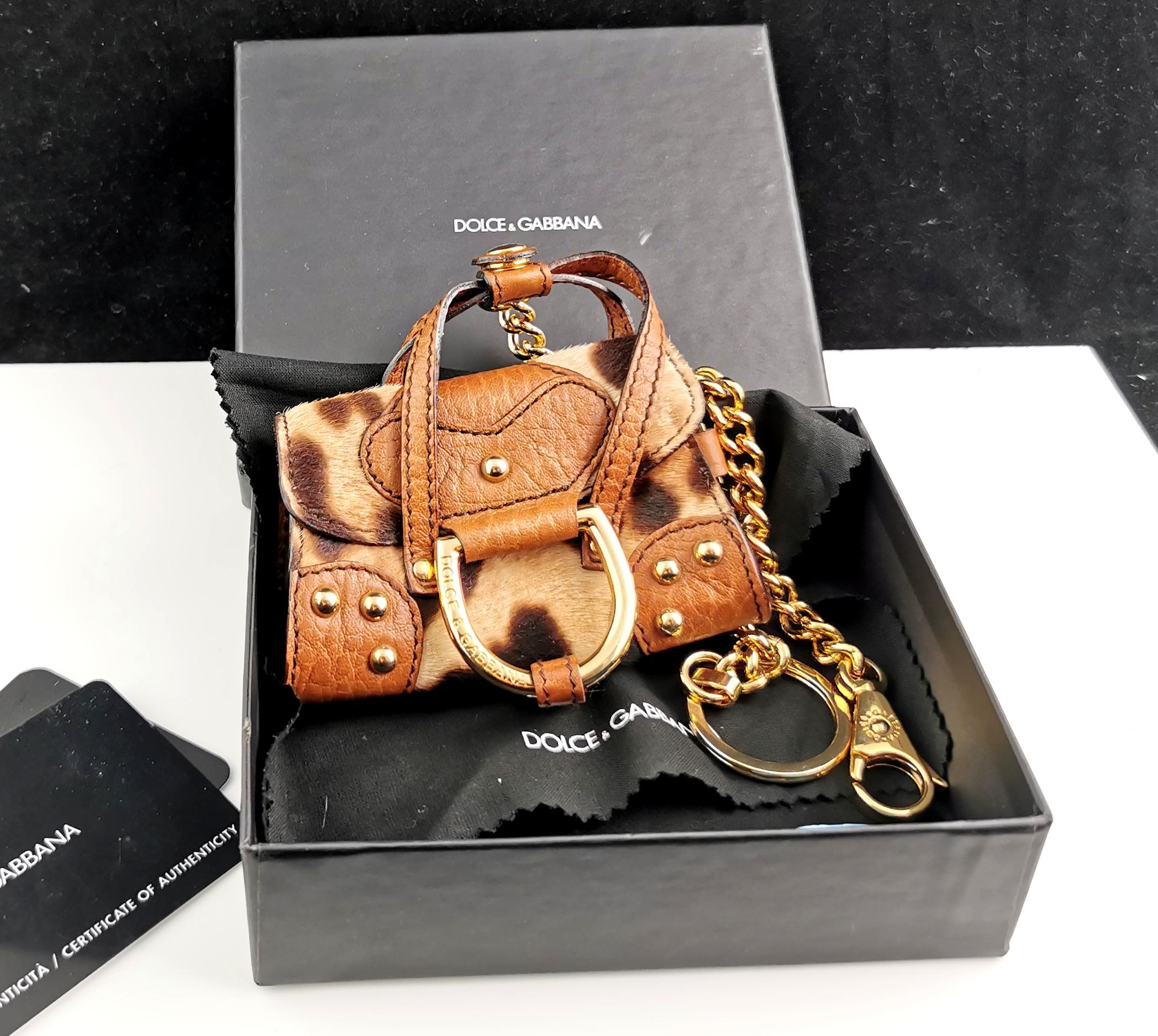 Dolce and Gabbana micro handbag leopard print, charm, Boxed  For Sale 7