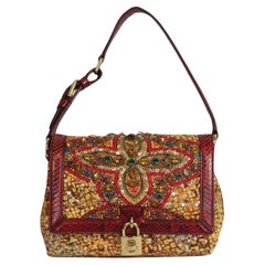 Dolce And Gabbana Miss Bonita Embellished Snakeskin Trimmed Brocade Shoulder Bag