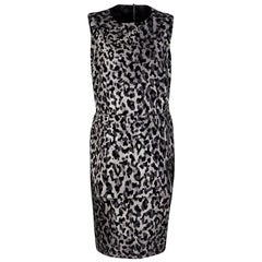 Dolce and Gabbana Monchrome Flock Animal Print Layered Sleeveless Dress L