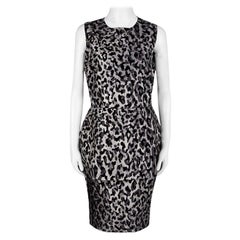 Dolce and Gabbana Monchrome Flock Animal Print Layered Sleeveless Dress L