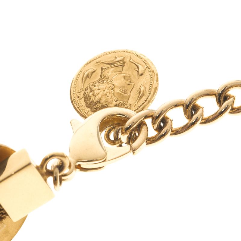 Dolce and Gabbana Monete Sicily Coin Gold Tone Bracelet In Good Condition For Sale In Dubai, Al Qouz 2