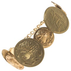 Dolce and Gabbana Monete Sicily Coin Gold Tone Bracelet