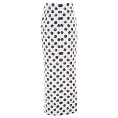 Dolce and Gabbana Monochrome Brushstroke Polka Dot Printed Maxi Skirt S