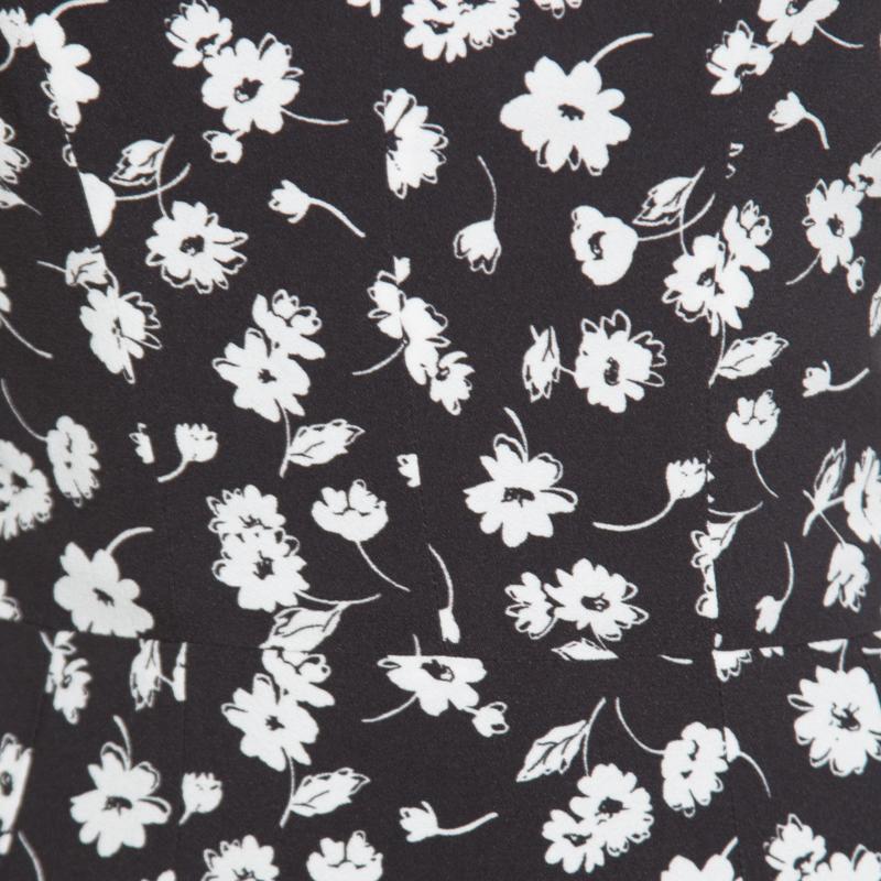 Black Dolce and Gabbana Monochrome Daisy Printed Crepe Sleeveless Sheath Dress M