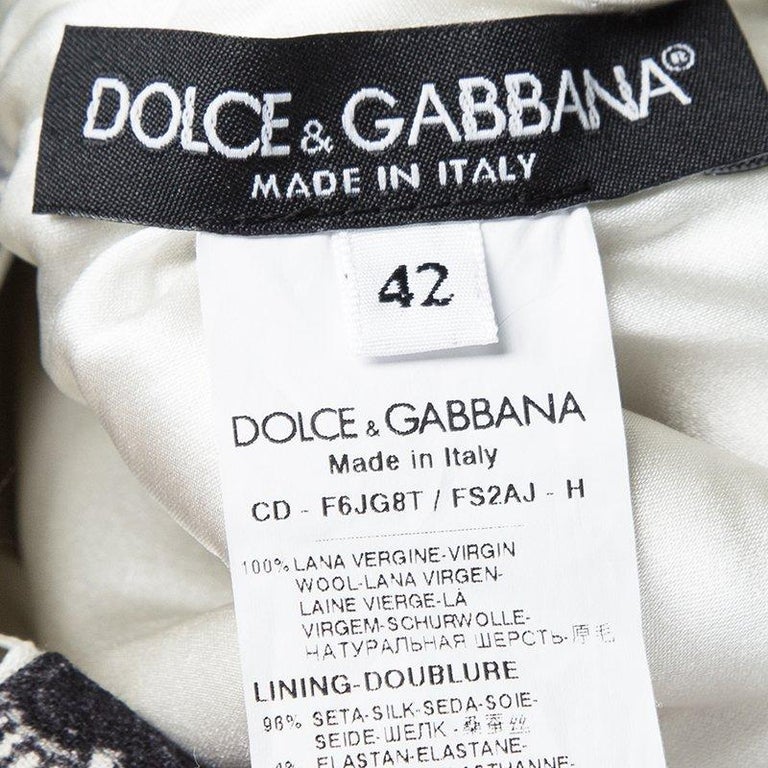 Dolce and Gabbana Monochrome Lace Print Short Sleeve Sheath Dress M For ...