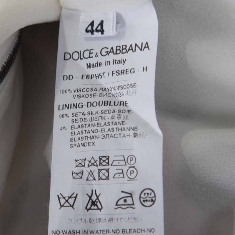 Dolce and Gabbana Monochrome Sphere Printed Midi Dress M In Good Condition In Dubai, Al Qouz 2