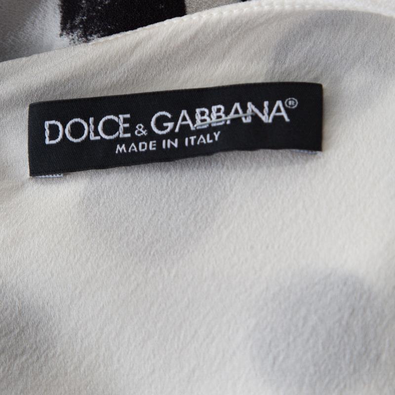 Women's Dolce and Gabbana Monochrome Sphere Printed Midi Dress M