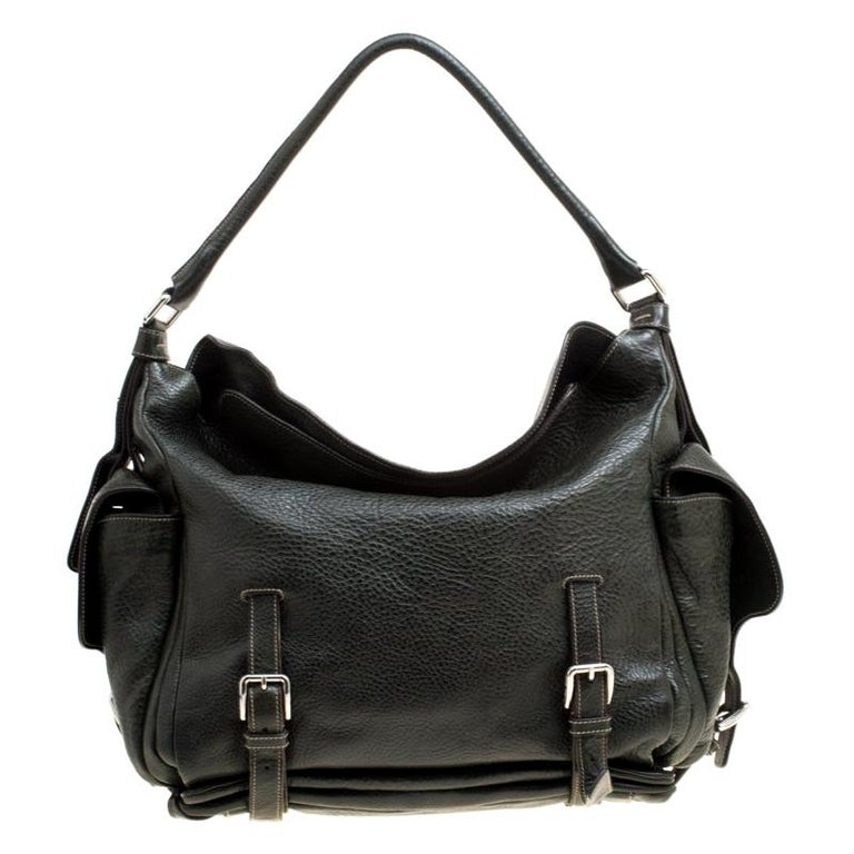 Dolce and Gabbana Mossy Green Leather Miss Forever Hobo For Sale at 1stDibs