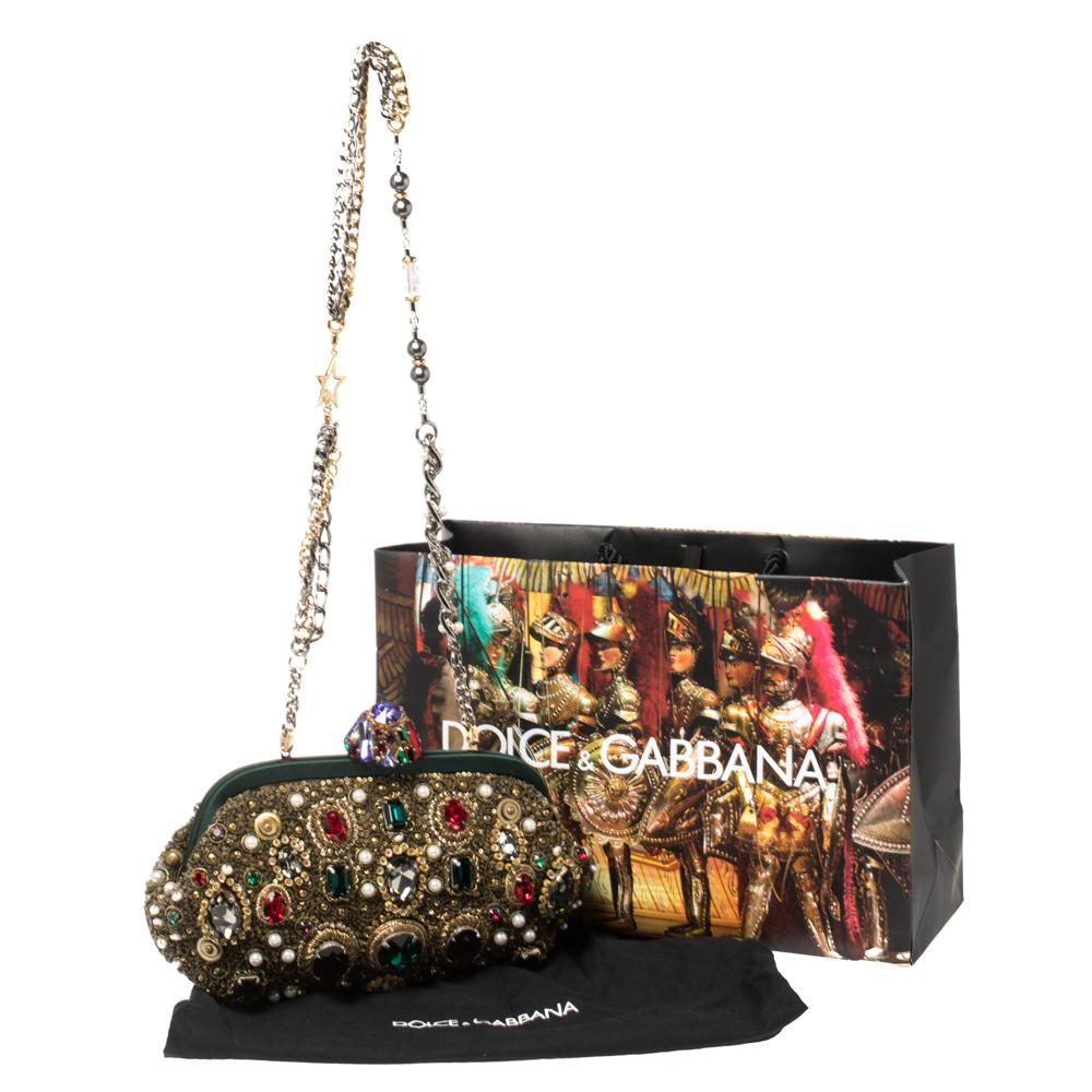Dolce and Gabbana Mulitcolor Jewel Embellished Frame Chain Clutch 5