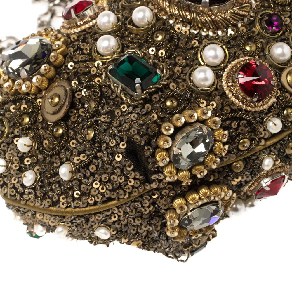 Women's Dolce and Gabbana Mulitcolor Jewel Embellished Frame Chain Clutch