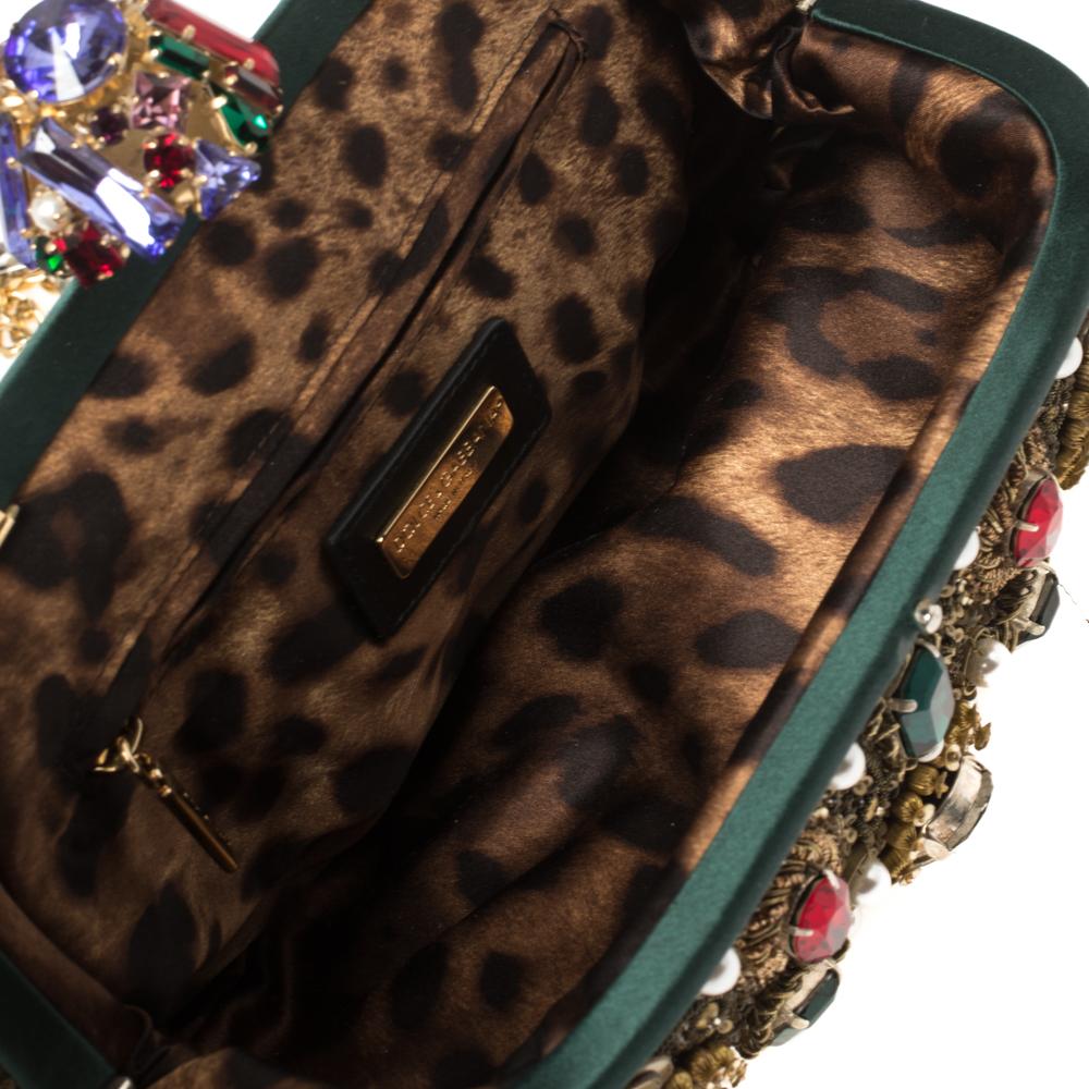 Dolce and Gabbana Mulitcolor Jewel Embellished Frame Chain Clutch 3