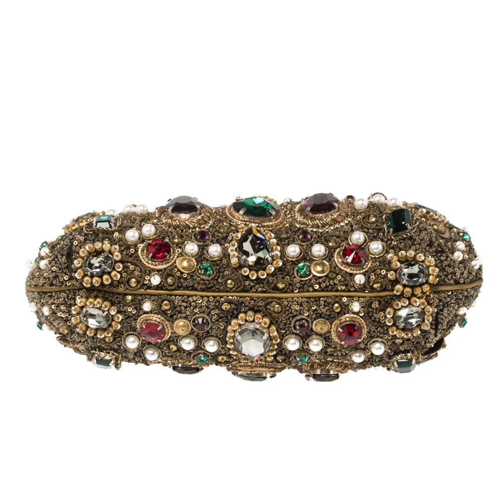 Dolce and Gabbana Mulitcolor Jewel Embellished Frame Chain Clutch 4