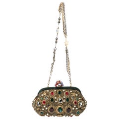 Dolce and Gabbana Mulitcolor Jewel Embellished Frame Chain Clutch