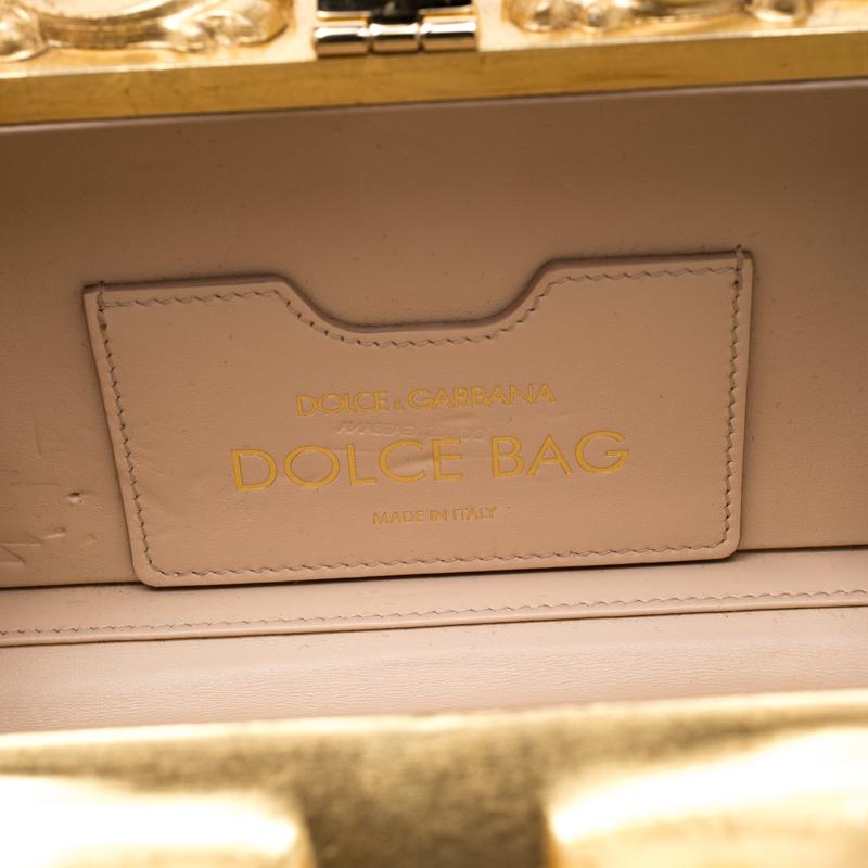 Brown Dolce and Gabbana Multicolor Acrylic Mirrored Baroque Dolce Box Bag