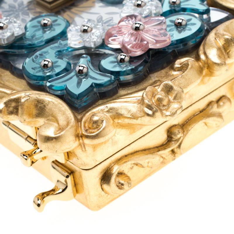 Dolce and Gabbana Multicolor Acrylic Mirrored Baroque Dolce Box Bag In New Condition In Dubai, Al Qouz 2