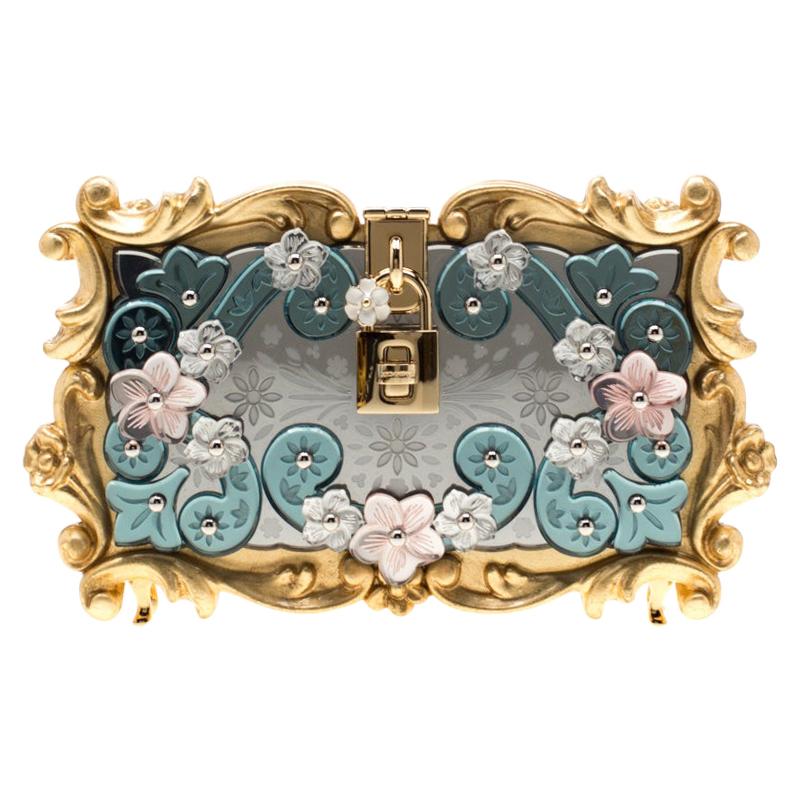 Dolce and Gabbana Multicolor Acrylic Mirrored Baroque Dolce Box Bag