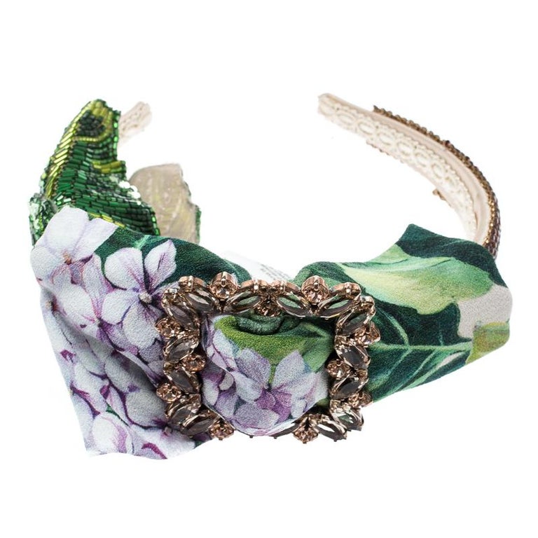 Dolce and Gabbana Multicolor Crystal and Sequin Embellished Headband ...