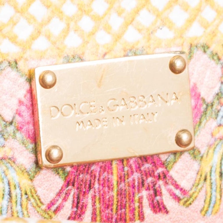Dolce and Gabbana Multicolor Fan Foulard Printed Leather Medium Miss Sicily  Top Handle Bag Dolce & Gabbana