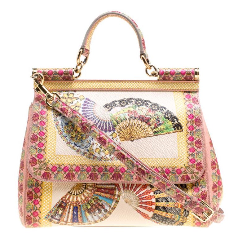 Dolce and Gabbana Multicolor Fan Foulard Printed Leather Medium Miss Sicily  Top at 1stDibs | foulard dolce e gabbana sicily, foulard dolce e gabbana