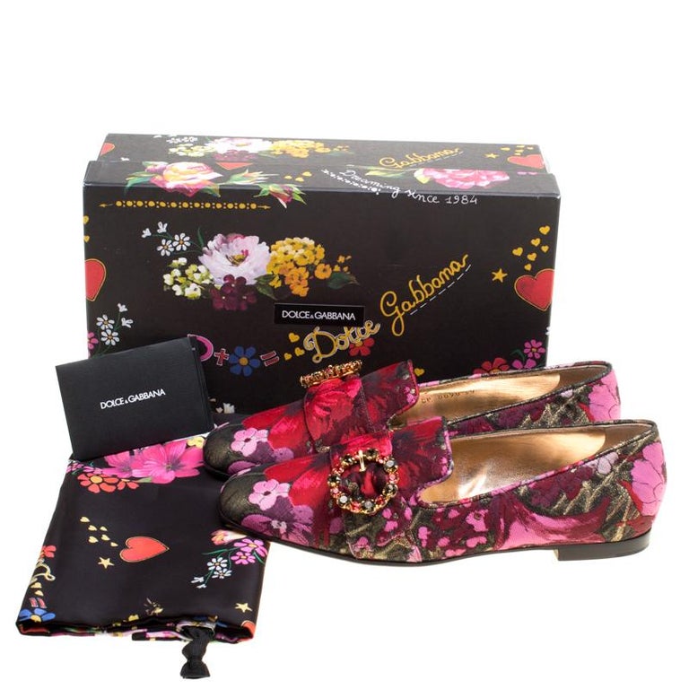 Dolce and Gabbana Multicolor Floral Brocade Fabric Jackie Crystal ...