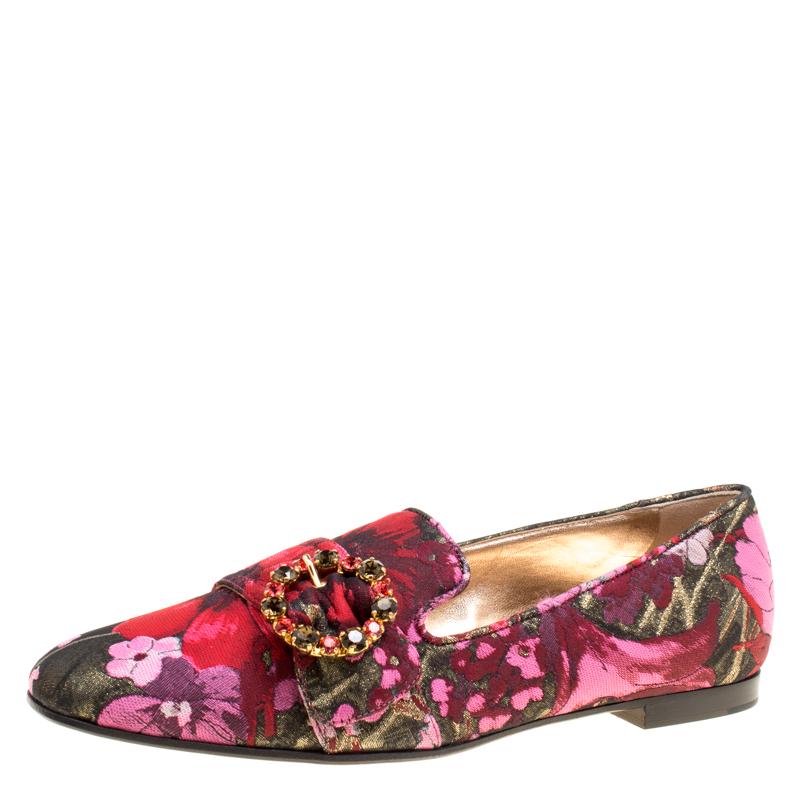 Dolce and Gabbana Multicolor Floral Brocade Fabric Jackie Crystal ...