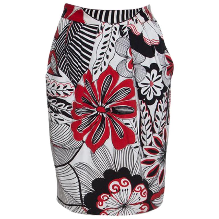 Dolce and Gabbana Multicolor Floral Printed Cotton High Waist Skirt S