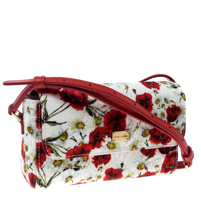 Dolce and Gabbana Multicolor Floral Printed Fabric Brocade Bag im Zustand „Neu“ in Dubai, Al Qouz 2