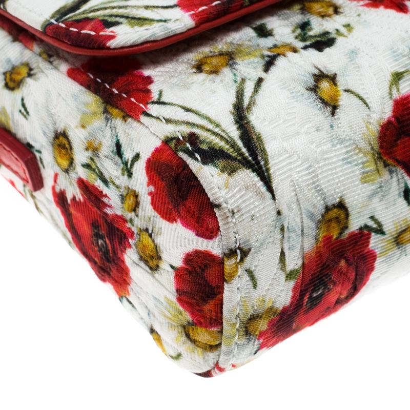 Dolce and Gabbana Multicolor Floral Printed Fabric Brocade Bag 4