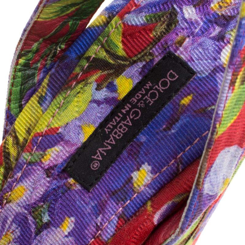 Dolce and Gabbana Multicolor Floral Printed Fabric Platform Wedge Sandals 40 1