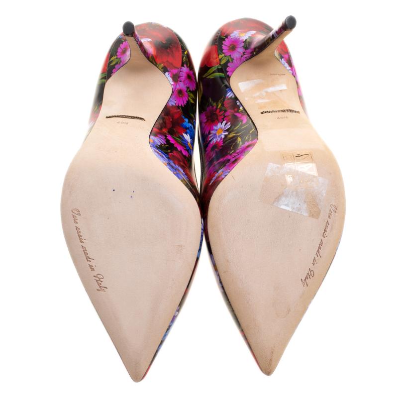 Dolce and Gabbana Multicolor Floral Printed Leather Bellucci Pointed Toe Pumps S 1