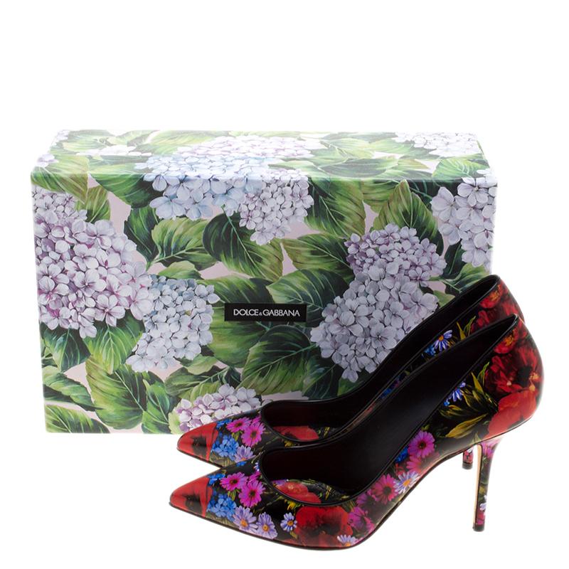 Dolce and Gabbana Multicolor Floral Printed Leather Bellucci Pointed Toe Pumps S 3