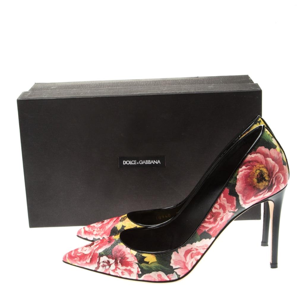 Dolce And Gabbana Multicolor Floral Saffiano Printed Pointed Toe Pump Size 39.5 3